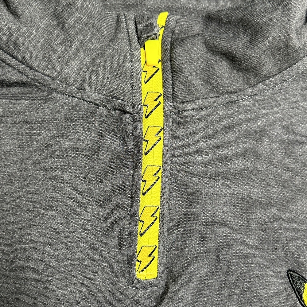 Pokemon Pikachu Sweater Gray Long Sleeve Unisex S Embroidered Logo Bolt Zipper - Picture 6 of 11